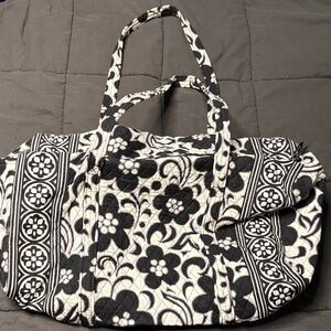 Vera Bradley Black and White Floral Weekender Bag
